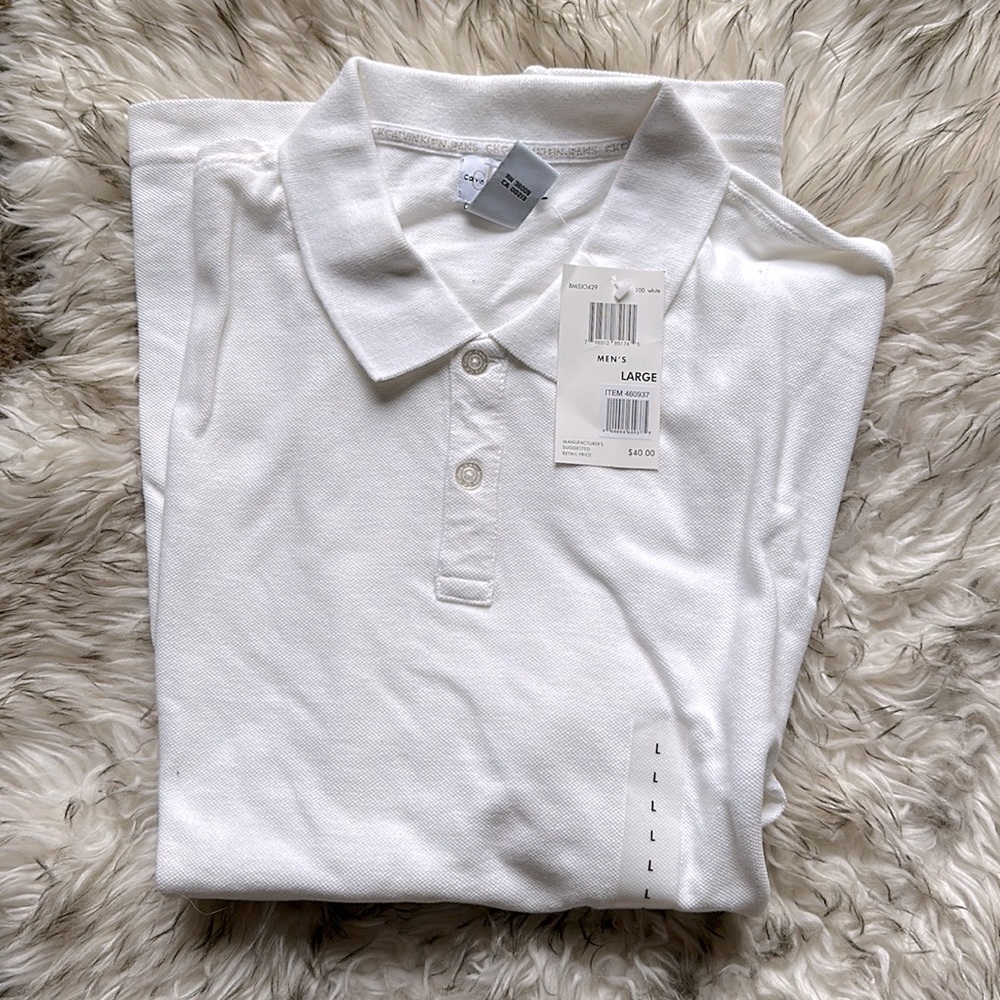 // White 100% cotton Calvin Klein polo 🤍